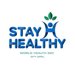 Fototapeta premium World Health Day creative logo design thematic Banner poster backdrop flyer template illustration, Stay Healthy, My health my right, World Health Day, Global health care concept