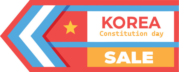 Fototapeta premium Korea constitution day sale tag with bold shapes and colors banner