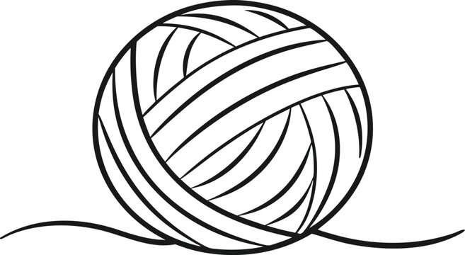 Hand drawn ball of yarn with thread texture yarn ball skein