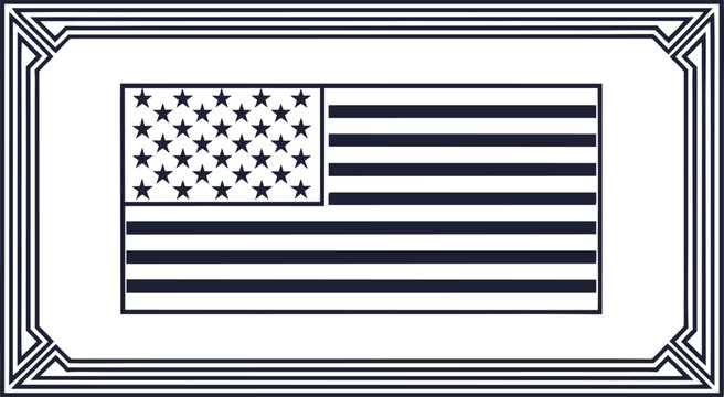 Double line simple frame with clean spacing minimalist american flag minimalist simple frame