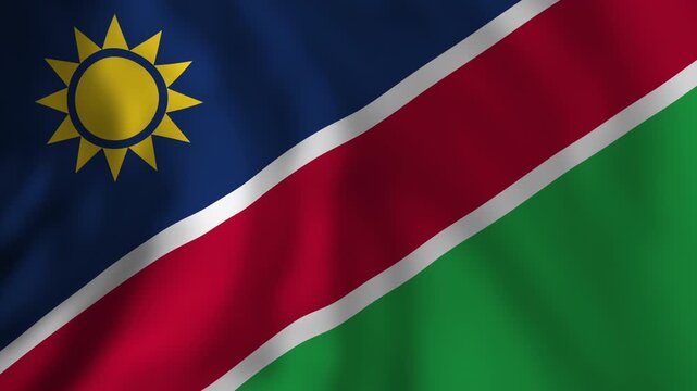Realistic namibian national flag waving in wind