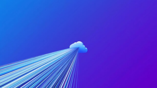 Cloud Data Transfer with Light Trails Gradient Background