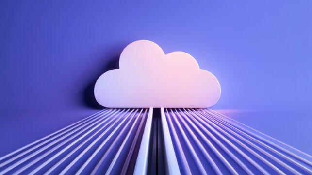 Cloud Data Streams with Perspective Lines Technology Concept