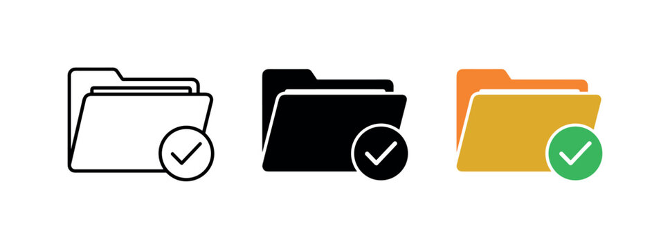 Folder icons with checkmarks indicating approval or completion of documents
