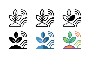 Fototapeta premium Smart farming icons show plant growth with wireless technology and data transmission