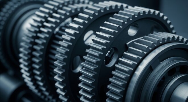 engine gear wheels, industrial background 

