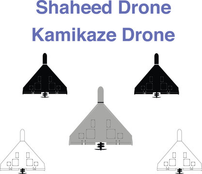 Iran drones shahed, or Kamikaze Loitering Munition world war Military Suicide Drones war fighter drones Illustration