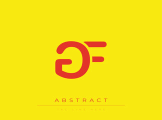 Obraz premium Abstract logo design with red letter on yellow background