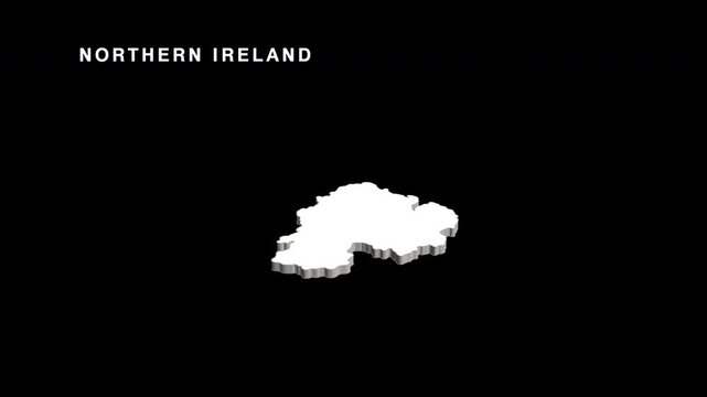 Northern ireland 3d map rotating on black background