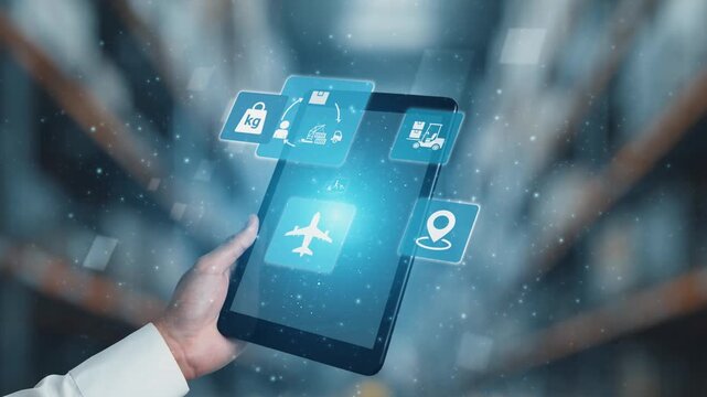 Logistics icons illustrate delivery, supply chain, warehouse, and shipping. Logistics connects global trade, logistics optimizes transport, and logistics supports inventory tracking. Gist