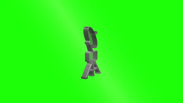 Rotating satellite dish antenna on green screen background