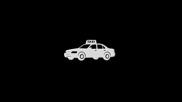 Taxi cab icon with colorful glitch effect forming and dissolving