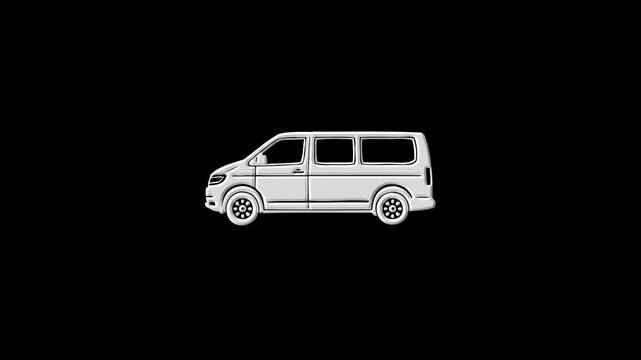 White van digital formation and glitch effect animation