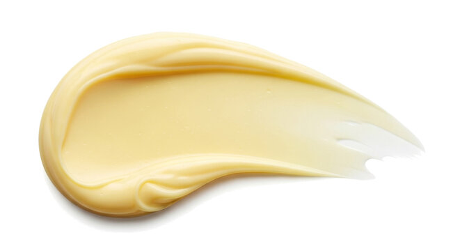 Cream texture, light yellow smear on transparent background 