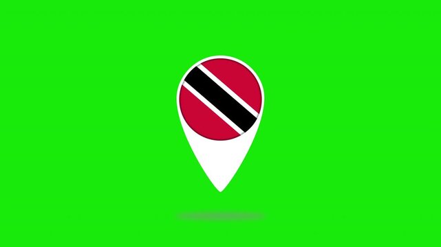 Trinidad and tobago flag location pin landing on green screen