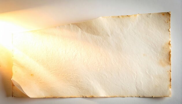 Altes Pergamentpapier mit verbrannten Kanten und warmem Sonnenlichteinfall von der Seite, perfekt als Hintergrund f&uuml;r Texte oder Einladungen.