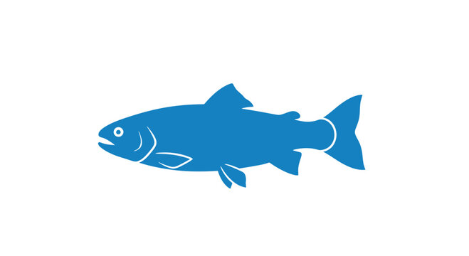 Blue Fish Icon Simple Design Element.