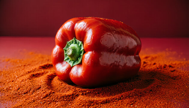 Paprika Merah di Atas Bubuk Rempah
