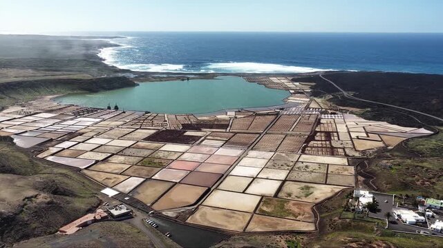 Salinas de Janubio salt pans aerial landscape Lanzarote