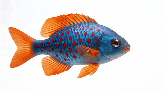 Colorful spotted fish with orange fins