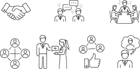 Fototapeta premium Modern Business Collaboration and Professional Networking Icon Set