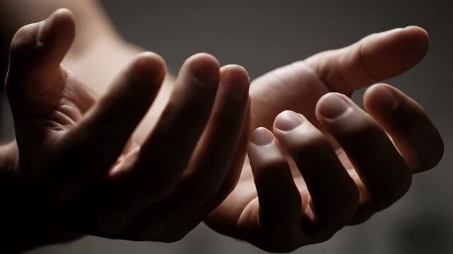 Clenched hands show focus and determination during a moment of intensity in a dimly lit space
