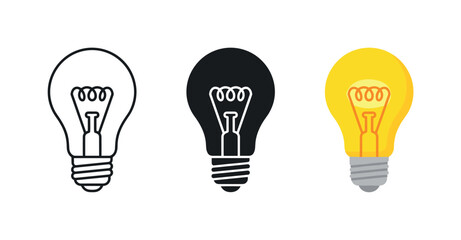 Naklejka premium Three light bulb icons representing ideas, innovation, and creativity
