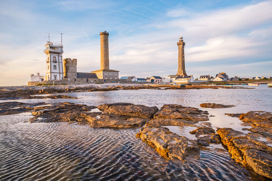 Around Eckmuhl lighthouse in Penmarch on the coast of Brittany - France
