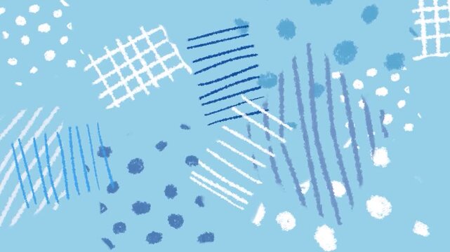 手描き幾何学模様のループアニメーション動画、爽やかな水色、左回り