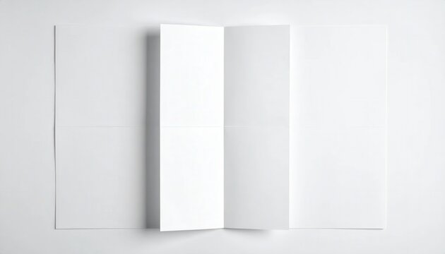 Leeres, wei&szlig;es Prospektblatt, dreifach gefaltet, ideal f&uuml;r Design-Mockups und Vorlagen im Hochformat.