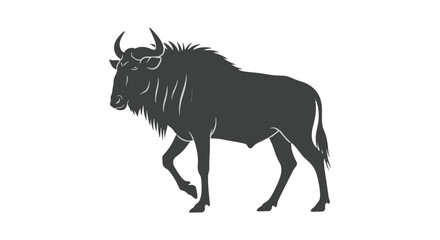 Black Silhouette of Wildebeest or Gnu. © Abutop