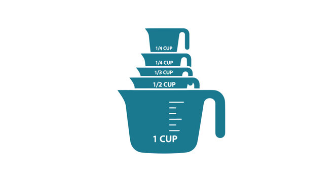 Stacked Measuring Cups on White Background.