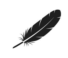 Fototapeta premium Black Feather Illustration on White Background.