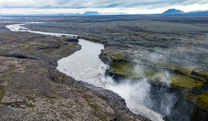Dettifoss from Above — Iceland's Most Powerful Waterfall by Drone