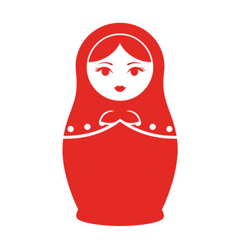 Red Russian Matryoshka Doll Illustration.