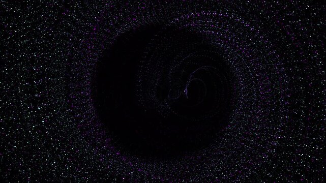 Abstract Circular Celestial Star Pattern Flickers and Slowly Moves Toward Camera. then Fades to Black. Created in Adobe After Effects. 