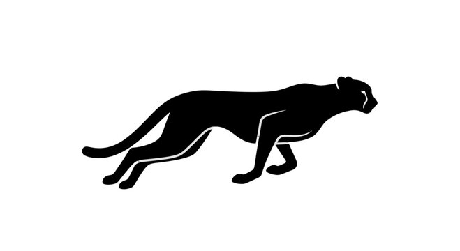 Black Panther Silhouette Running Profile View.