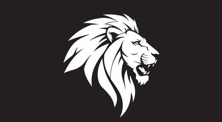 Fierce lion head with an open mouth and long mane illustration design element © PNG store