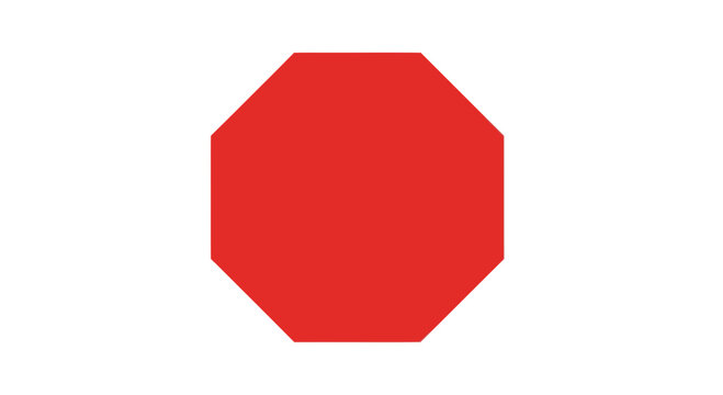 Red Octagon Stop Sign Isolated on White.