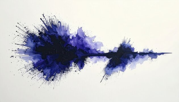 Explosi&oacute;n abstracta de tinta azul &iacute;ndigo vibrante con efecto de onda sonora sobre fondo blanco transparente.