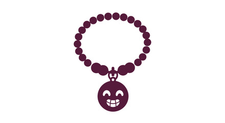 Naklejka premium Purple Beaded Bracelet with Smiling Charm.