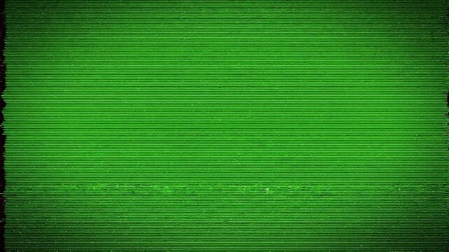 Vintage TV Static Green Screen Glitch Effect Background with Digital Distortion and Signal Interference