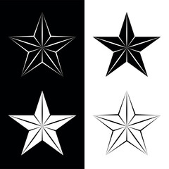Obraz premium Star icon. Symbol of the Red Army, military rank on shoulder straps or police. Heraldic sign, five-pointed three-dimensional star. Vector.