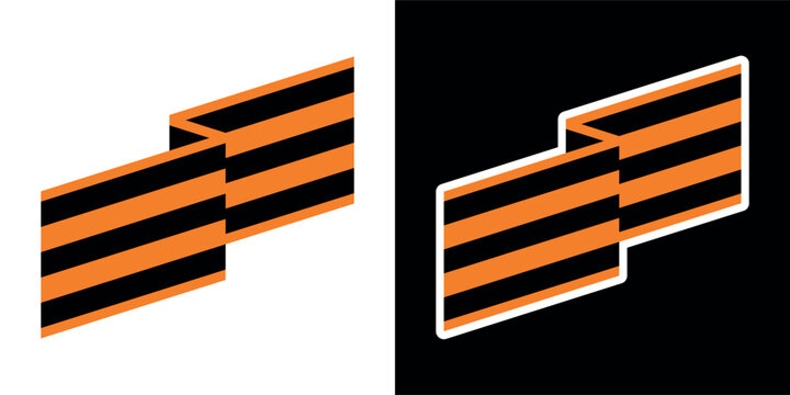 The St. George ribbon (striped, orange and black). Symbol of the USSR's victory in the Great Patriotic War of 1941-1945. An attribute of the holiday and glory of May 9 (Victory Day). Vector.