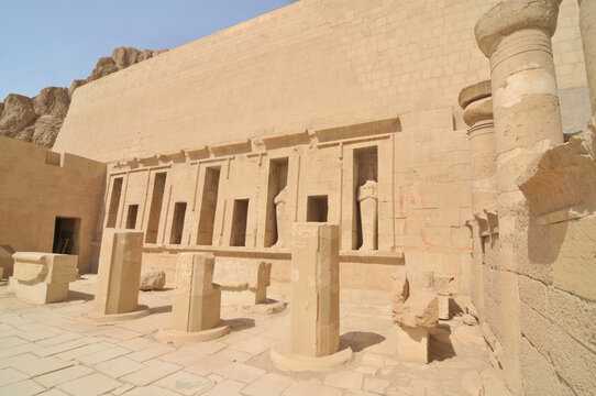 The mortuary temple of Hatshepsut  located opposite the city of Luxor, Egypt