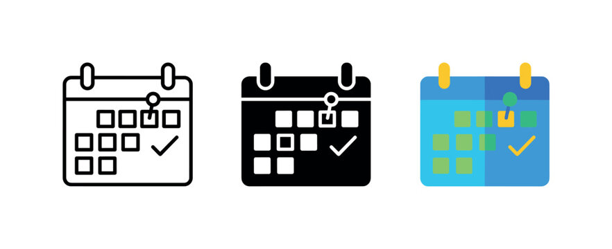 Calendar icons showing planning, scheduling, and task completion with checkmarks