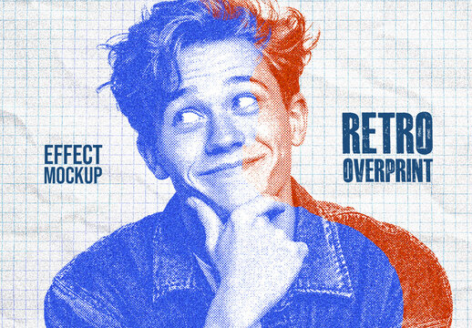 Retro Overprint Effect Mockup