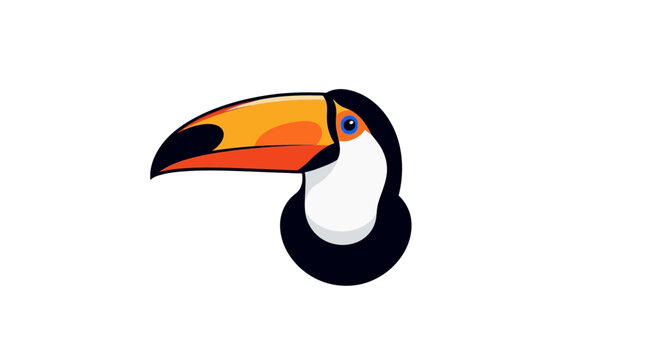 Colorful Toucan Bird Head Closeup Profile.