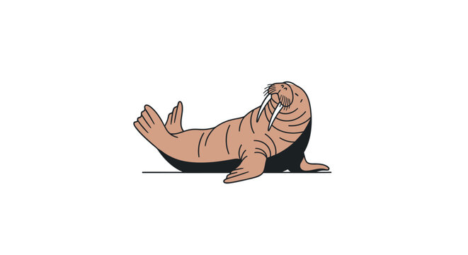 Cartoon walrus lying on ground.