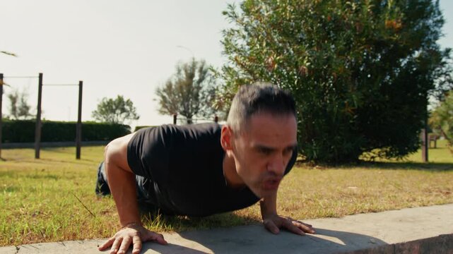 push ups in the park in spring